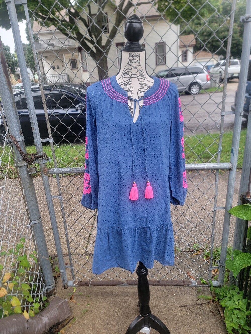Lilly Pulitzer Lucee Dress S Oyster Bay Navy Bayside Eyelet Pink Embroidered